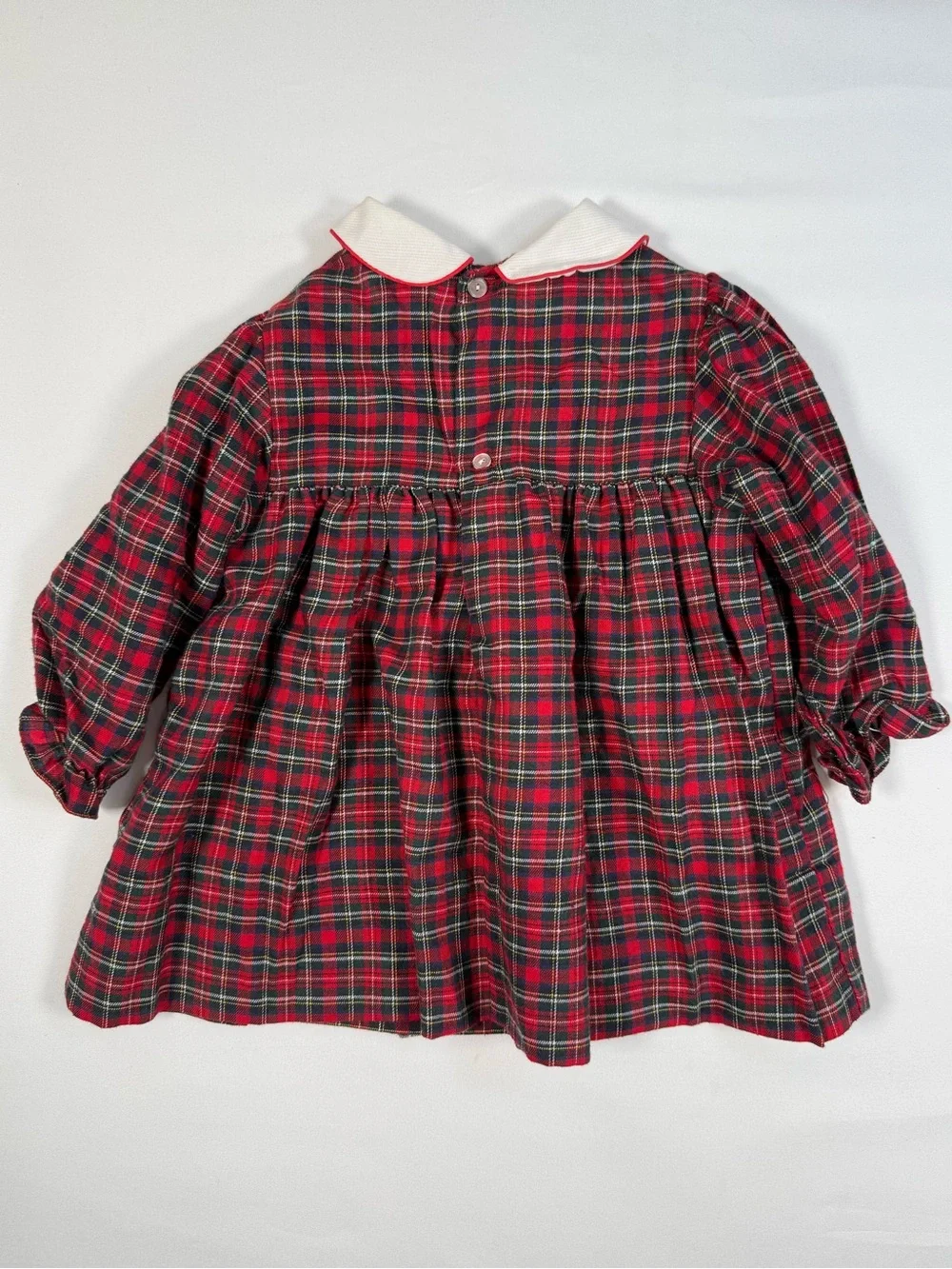 VINTAGE ALISON SCOTT Smocked Tartan Plaid Dress 18m Heirloom Holiday Cottagecore